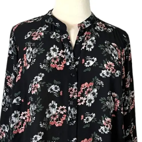 Joan Rivers Women’s Popover Top Split Neck Tab 3/4 Sleeves Floral Size 28W Plus