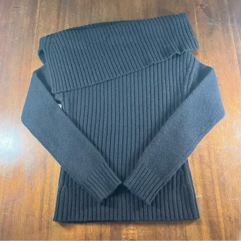 Pringle of Scotland Women’s Cashmere Wool Asymmetrical Off Shoulder Sweater XS Black