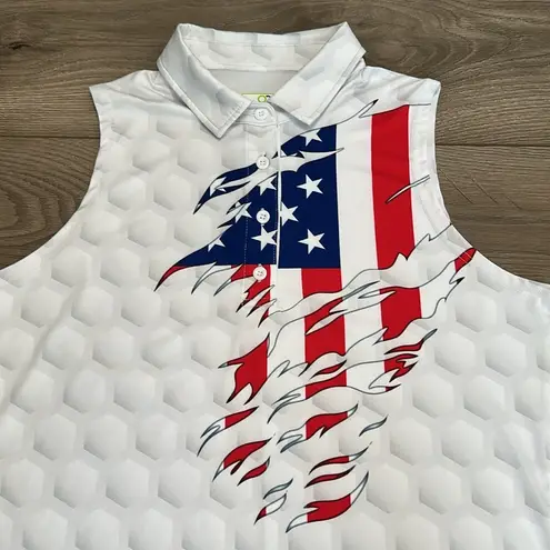 Obnoxious Golf The Patriot Sleeveless Golf Tennis Polo Red White Blue Size Large