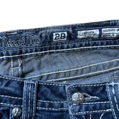 Miss Me RARE  Y2X Womens Denim Jeans 28x33.5 Blue Bootcut JW6207B Jewel Pocket