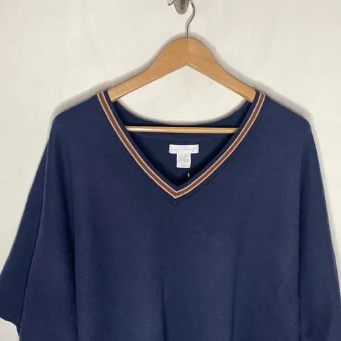 House of Harlow 1960 navy stripe accent plush poncho sweater