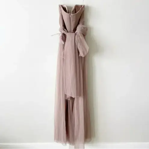 Birdy Grey  Christina Convertible Bridesmaid Dress in Tulle Sandy Taupe S NWT