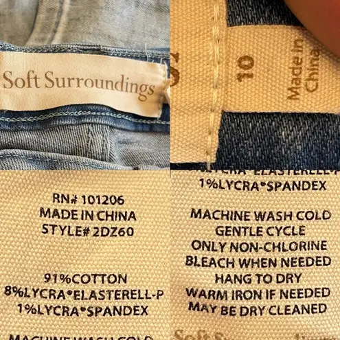 Soft Surroundings Women’s Jeans Blue Two Tone Straight Leg Stretch 10