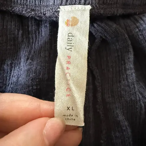 DAILY PRACTICE Anthropologie | Dark Purple Textured Wide Leg Ankle Pants | XL