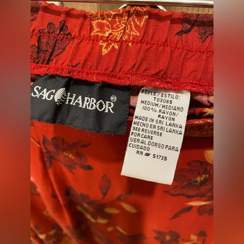 Sag Harbor VTG 90s Fairycore Red Floral Patterned Wrap Maxi Skirt - M