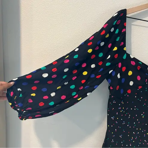 RIXO x Target Multicolor Polka Dot Long Sleeve Sweetheart Swing Dress Size 14 Black