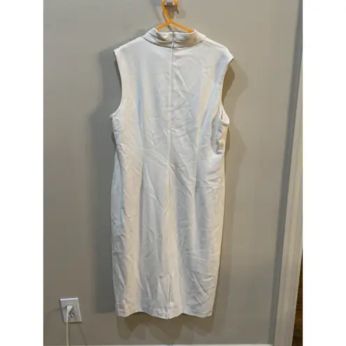 Donna Karan NWT~ New York Sleeveless Surplice Solid Scuba A-Line Dress Cream 16