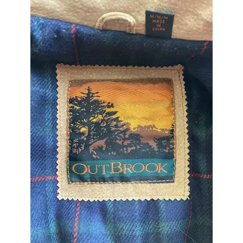 Suede Leather Jacket Womens M Tan Zip Up & Snap Flannel Lined 90s Y2K Western Size M