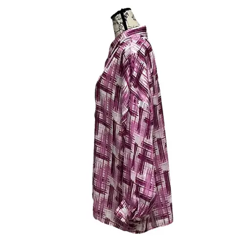 Soft Surroundings Pink Metallic Sheer Blouse Nautical Preppy Lagenlook Modest L