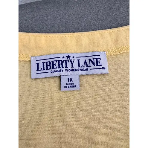 Liberty Lane Yellow Short Sleeve Bicycle Embroidery Floral TShirt Size 1X
