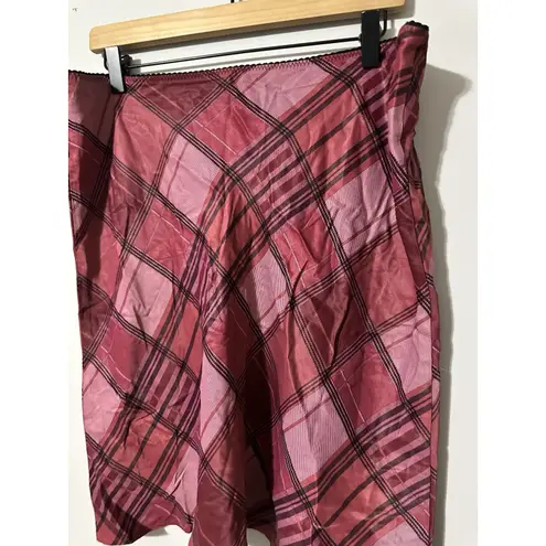 United Colors Of Benetton 90s Y2K Aesthetic Pink Tartan Plaid Slip Skirt US 10