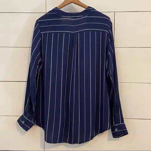 Falls Creek  Blue and White Striped Blouse. Size L.