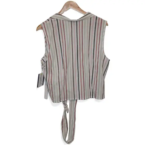 Modcloth NWT  Sleeveless Striped Button Down Tie Front Collared Blouse Top Sz XL - Image 2