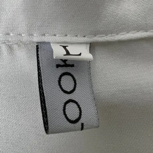 Miss Look Floral Top Womens Large Mature Modest Art Lightweight Career Workwear White