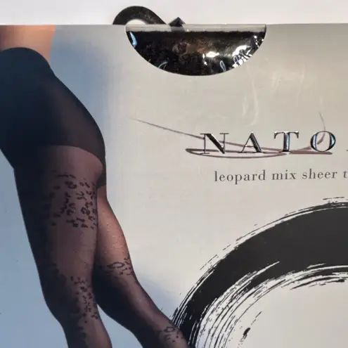 Natori Leopard Mix Sheer Tights Black Size Medium