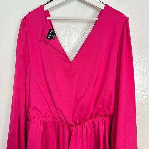 City Chic Plus Size Noelle Playsuit in Shock Pink Size L/20