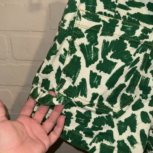 Maeve Anthropologie shortsGreen Cream Print Size 27 pockets denim like