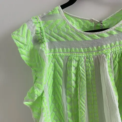 Devotion Twins Sxinousa Blouse Neon Green Lime & White Size M NEW Size M