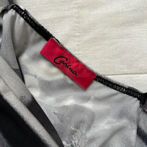 Y2K Black and white stripe and floral print maxi babydoll dress Gray