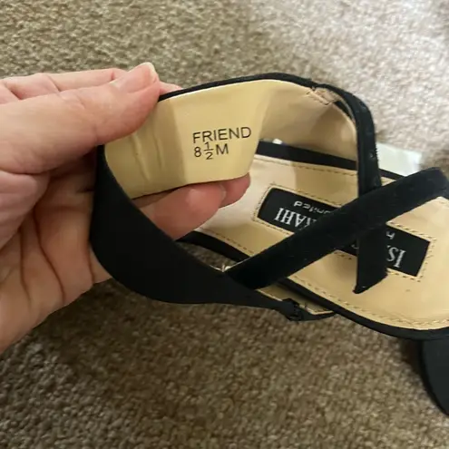 Isaac Mizrahi NWT Live “ Friend” Black 3” Wedge Cork Sandals, sz 8.5