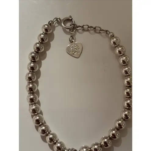 JNCO JN Sterling 925 Silver Jingle Heart Charm Bead Bracelet 8 In 13g
