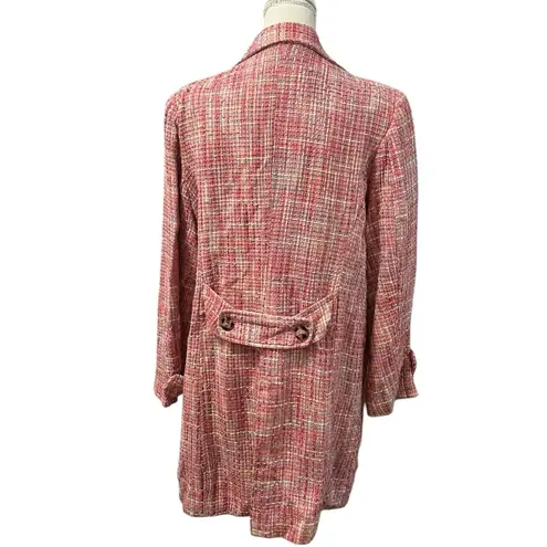 NWT Vintage Carlucci Pink Tweed Fully Lined Pea Coat Sz 14
