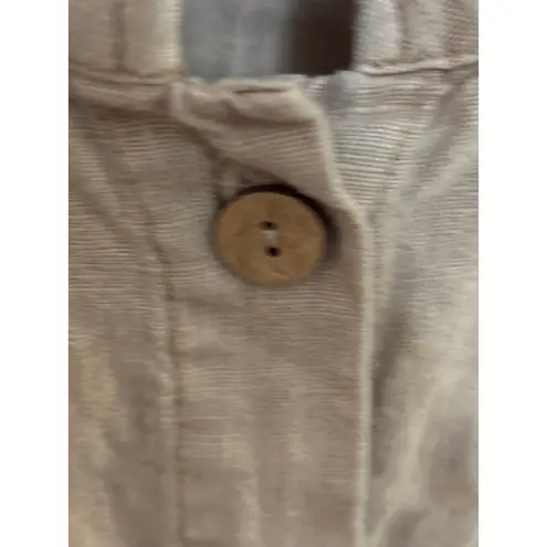 Tahari Women's Beige Linen Button-Down Shirt Size L