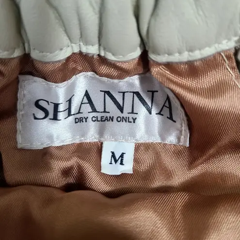 Vtg Shanna Leather Laser Cut Floral Winter White Pastel Pencil Midi Skirt Sz M Pink Size M