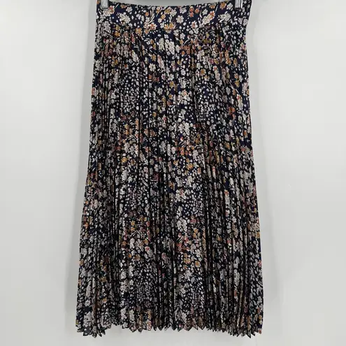 Dress Forum Vivan Pleated Blue Floral Midi Skirt Feminine Women’s Size Medium