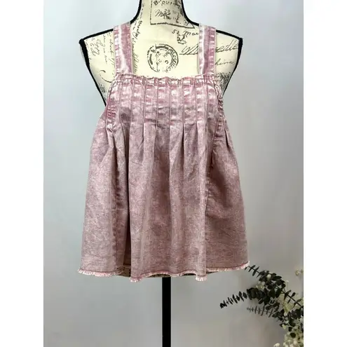 Free People  Marina Denim Babydoll Crop Top Distressed Purple XL