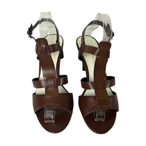 Etienne Aigner 3” Heel Strappy Open Toe Sling Back Dressy Sandal Brown Size 7M