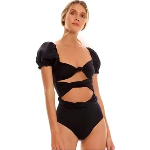 Djerf Avenue Agua Bendita Oria Dust One Piece in Black