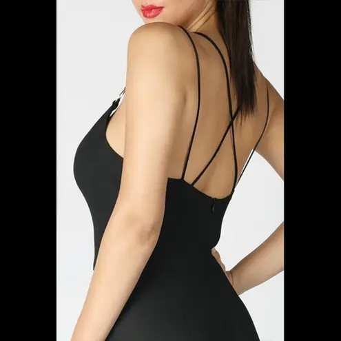 NIKIBIKI New Black Skinny Strap Ribbed Jumpsuit