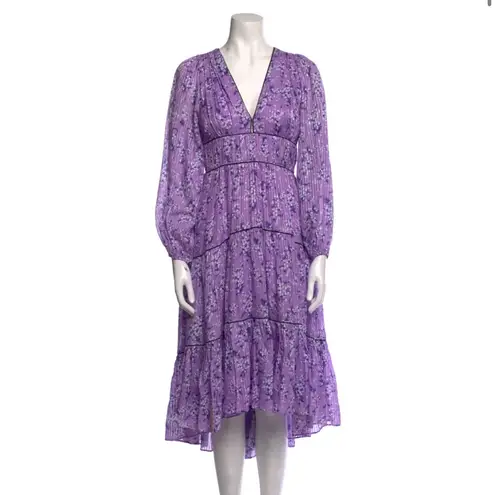 Ulla Johnson NWOT Joan Gathered Floral Silk Jacquard Midi Dress In Lilac Size 2