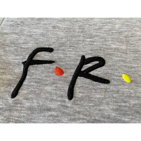 Warner Bros Friends Pullover Hooded Sweatshirt Hoodie School Tv Show Embroidered Gray