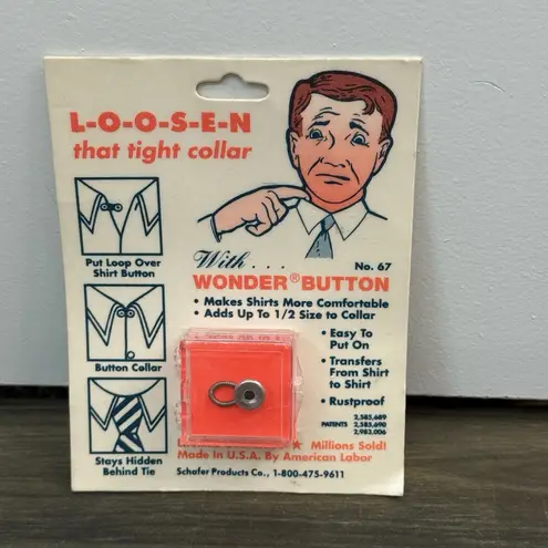 Wonder Button Collar Extender by Schafer Products Co USA Vintage Silver