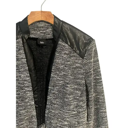 MOSSIMO Cropped Jacket Womens M Open Front Black White Rayon Leather Zippers Gray Size M