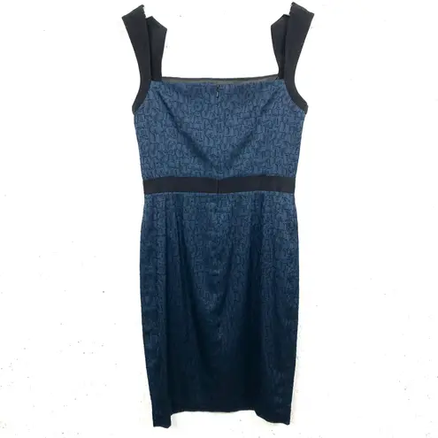 Jay Godfrey Womens Sheath Dress Geometric Strap Cocktail Party Blue Black Size 8