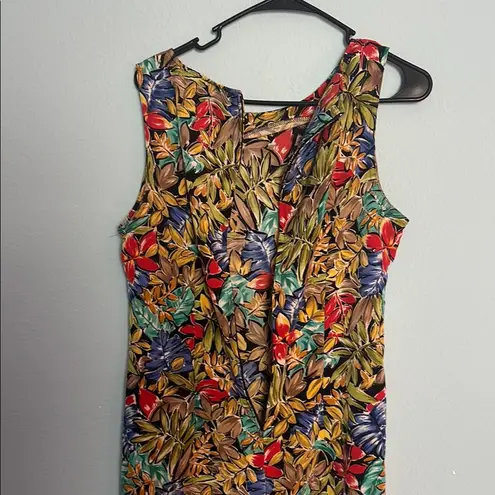 Kathie Lee Collection “Vintage Kathie Lee Dress Leaf Print 90s Summer Tropical Resort”