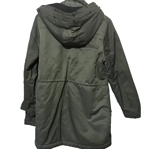 Banana Republic  Womens S Olive Green Military Utility Jacket Hooded Parka Coat