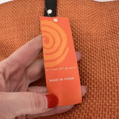 NWT Earth Axxessories Womens Woven Double Handle Tote Shoulder Bag Burnt Orange