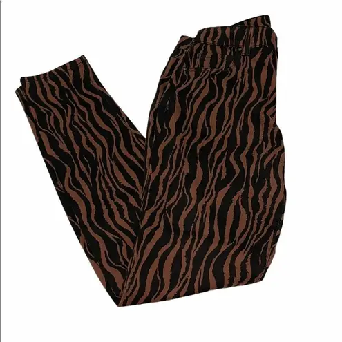 INC Tiger Print Skinny Leg Jeans Brown Size 4