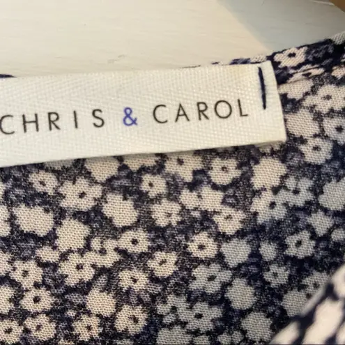 Chris & Carol  Bell Sleeve Navy Floral Blouse.  Size Medium. EUC