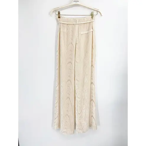 Nanushka Giada Devoree Velvet Silk Blend Flare Leg Belted Creme Pants Size M NWT Size M