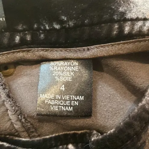 T Tahari Brown Cropped Wide Leg Pants EUC Sz 4 Silk Velour/Velvet