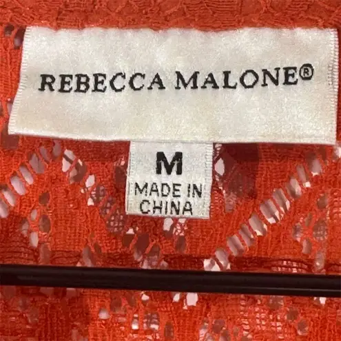 Rebecca Malone Orange Lace Cardigan Top M Cottagecore Boho Semi Sheer Coastal
