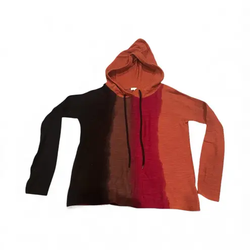 Lisa Todd Boho Cropped Ombre Colorblock Gradient Red Black Women's Hoodie Top XS
