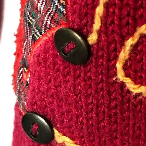 Vintage Ice Skating Christmas Sweater Small Y2K Holiday Cardigan Basic Editions Red