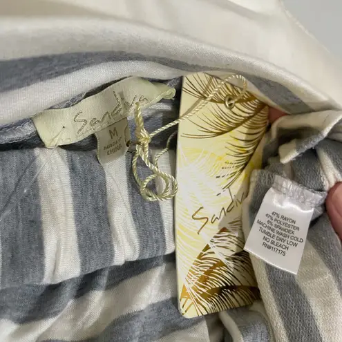 NWT Sandiva Heather Gray White Mini Dress Stripe Beach Coverup Pool Nautical New Size M