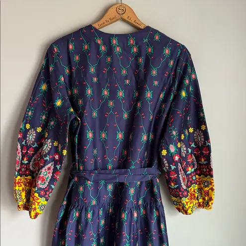 Shoshanna Clare Printed Puff-Sleeve Midi-Dress 10